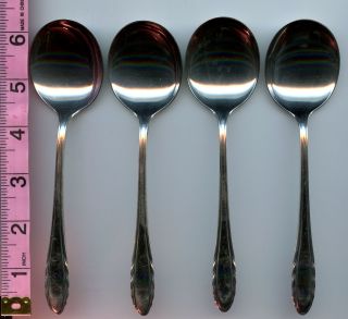4 Lyric Cream Soup Spoons By Gorham 142 Grams 6 - 3/8 Inch Spoon Sterling Silver photo