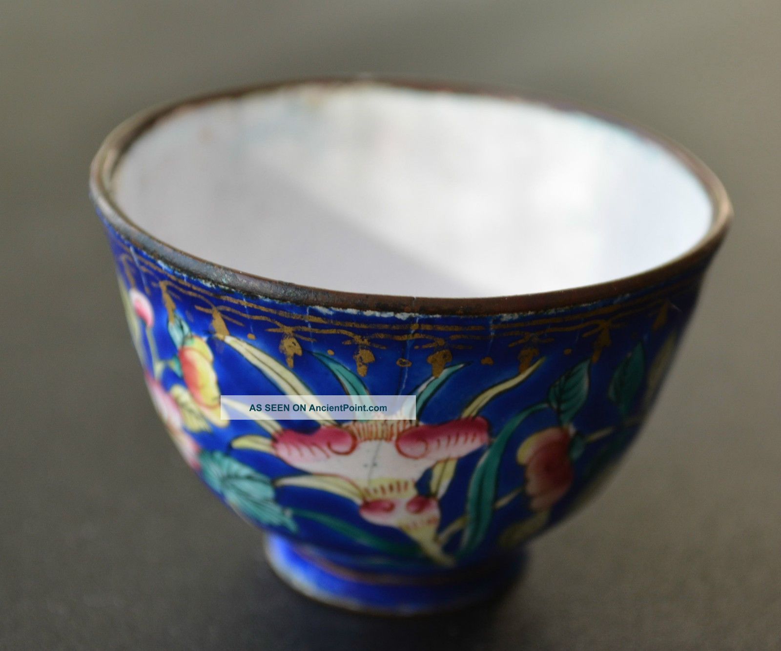 Antique Chinese Enamel On Copper Small Bowl Bowls photo