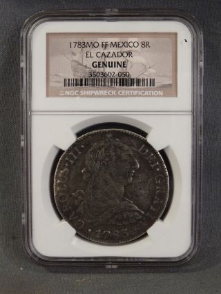 1783 Silver 8 Reales Old El Cazador Shipwreck Salvage Treasure Coin Cert Ngc Coa photo