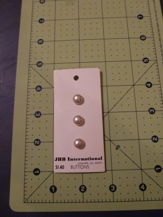 Vintage Jhb Frosted Glass Pearl Buttons Molded Shank On Card 3/8 ' Style 11290 photo