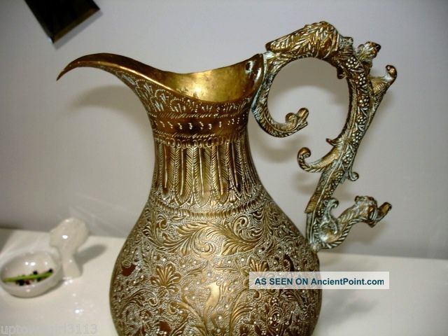 Qajar Serpent Bird King 1800s Ghalamzani Wine Vessel Ewer Islamic Middle East Islamic photo