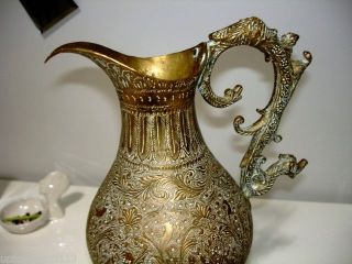 Qajar Serpent Bird King 1800s Ghalamzani Wine Vessel Ewer Islamic Middle East photo