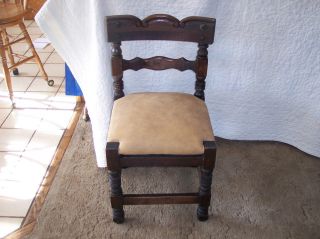Hand Carved Rustic Pine Desk Chair In Buckskin Leather (sc13) photo