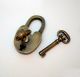 Set Of Antique Vintage Brass Old Padlock With Skeleton Key Lock & Working Locks & Keys photo 2