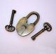 Set Of Antique Vintage Brass Old Padlock With Skeleton Key Lock & Working Locks & Keys photo 3