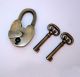 Set Of Antique Vintage Brass Old Padlock With Skeleton Key Lock & Working Locks & Keys photo 5