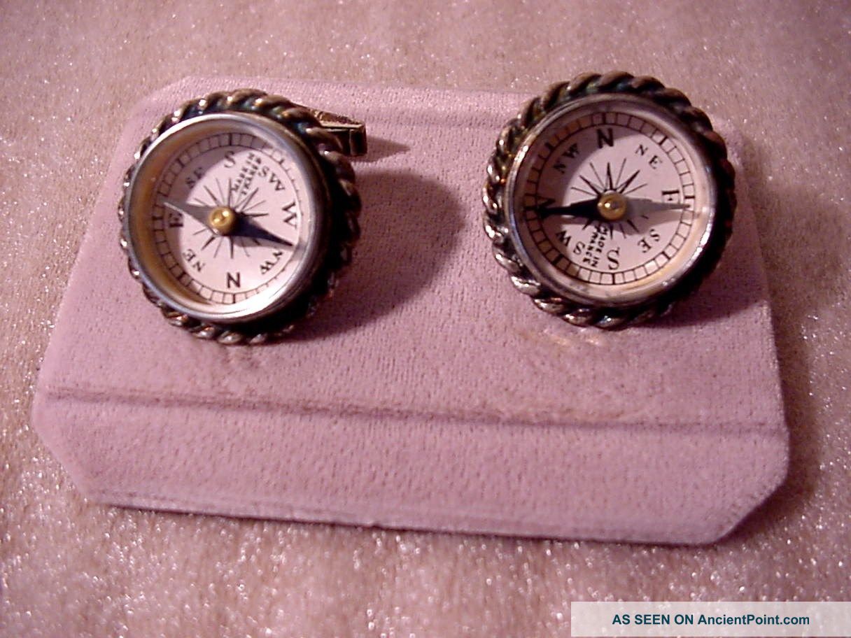 Michaud French Sterling Cufflinks With Compass Fronts / Nr Compasses photo