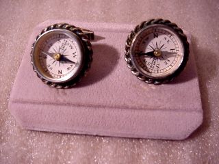 Michaud French Sterling Cufflinks With Compass Fronts / Nr photo