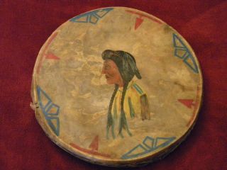 Early 1900s Handmade American Indian Hide Skin Drum Measures 15 By 2 Inches photo