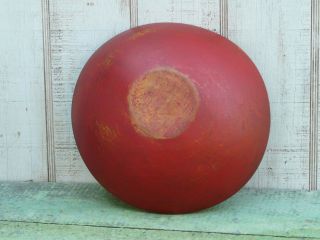 Primitive Country Small Wooden Bowl Red Painted Very Unique photo