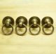 Of 4 Pcs Vintage Top Hat Ring Round Pull Atq Solid Brass Cabinet Knob Drawer Door Knobs & Handles photo 1