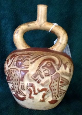 Pre Columbian Moche Terracotta Action Stirrup Vessel,  Artifact Deities Art Coa photo