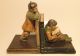 Antique Art Deco Ronson Chinese Children At Play Bookends.  Asian Students. Art Deco photo 1