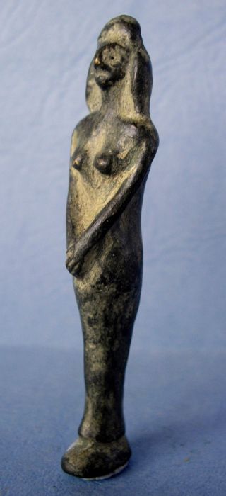 Ancient Roman/celtic Votive Bronze Figure Of Pregnant Woman.  (014145) photo