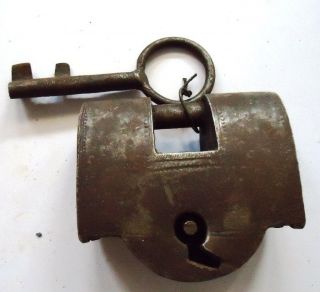 Old Vintage Hand Casted Steel Pad Lock photo