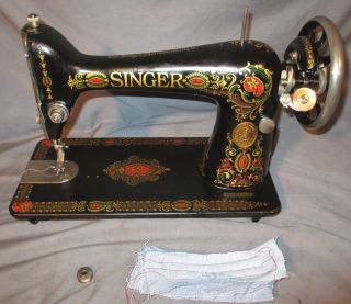 Serviced Antique 1921 Singer 66 - 1 Red Eye Treadle Sewing Machine Works See Video photo