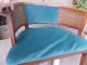 2 Vintage Mid Century Barrel Back Cane Chairs Orig.  Aqua Upholstery Retro Pair Post-1950 photo 9