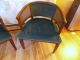 2 Vintage Mid Century Barrel Back Cane Chairs Orig.  Aqua Upholstery Retro Pair Post-1950 photo 11