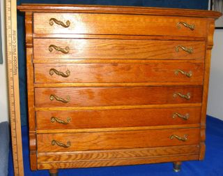 Antique American Oak Spool Cabinet - 6 Drawer,  1900 - 1950,  Table Display photo