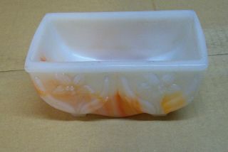 Akro Agate Slag Glass Bowl 657 Orange White Mint Condition photo