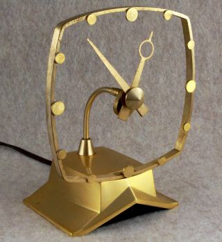 Vintage Mid - Century Modern Jefferson Golden Secret Mystery Clock Iconic Works Nr photo