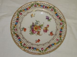 Hand Painted Cabinet Plate Raised Flowers Decor. photo