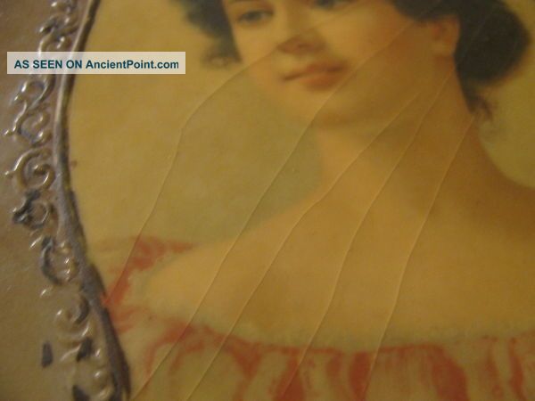 Antique Celluloid Woman Portrait Brush Holder - Other photo