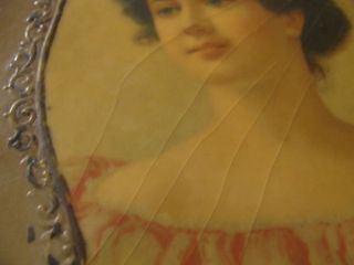 Antique Celluloid Woman Portrait Brush Holder - photo