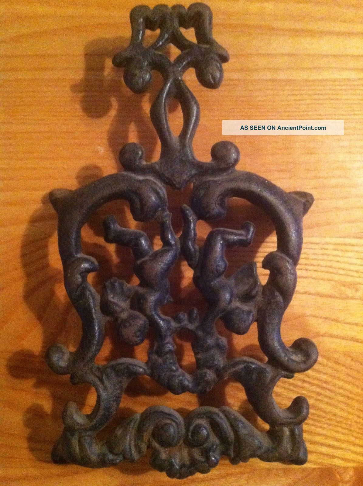 Antique Cast Iron Cherubs Trivet By Wilton Trivets photo