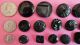 Of 20 Antique Vintage Deco Czech Black Glass Buttons 1880 - 1920 1/2 