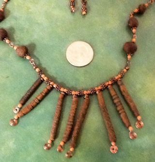 Antique Trade Bead Designer Necklace / Earrings With Modern Beads,  Stones Gems photo