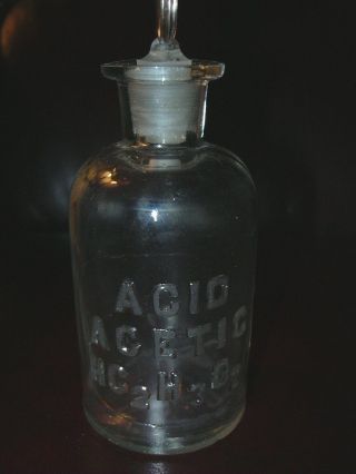 125 Ml Chemistry Apothecary Bottle With Stopper - Hc2h3o2 - Acetic Acid photo
