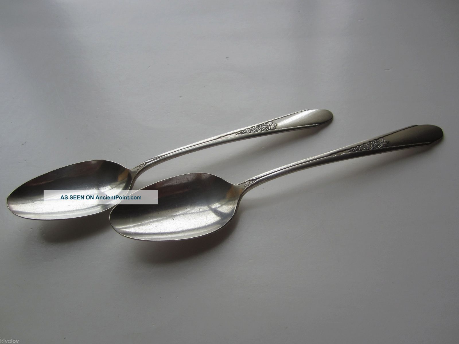 Two Serving Spoons Silver Plate Rogers International Gardenia 1941 Pattern Flatware & Silverware photo