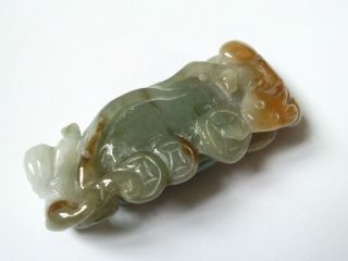 100% Natural Green Jade Hand - Carved Chinese Jadeite Pixiu With Coin Luck Pendant photo