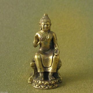 Holy Sitting Buddha Sculpture Triumph Good Luck Safety Sacred Charm Thai Amulet photo