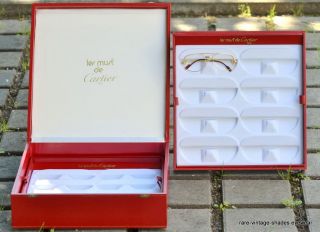 Excl Deluxe 80s Vintage Cartier Display Distributor Box / 2 Trays For 16 Glasses photo