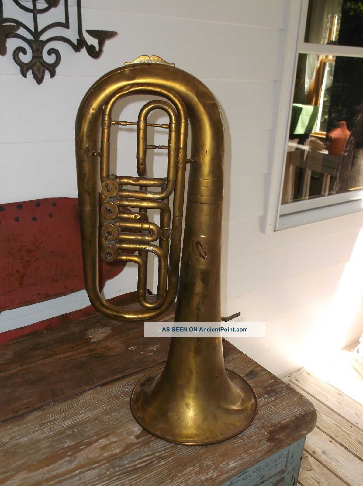 Vintage Italian Marching Tuba - Yellow Brass Restore Display Brass photo