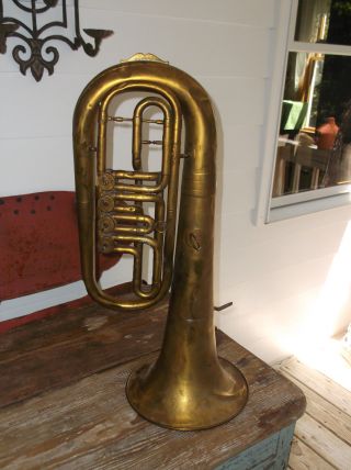 Vintage Italian Marching Tuba - Yellow Brass Restore Display photo