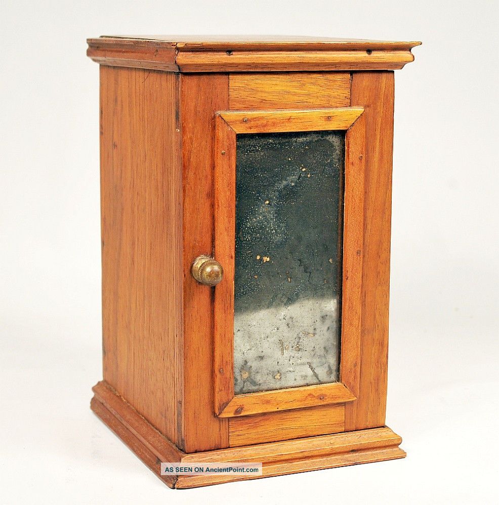 Antique Miniature Mirrored Fruitwood Dresser : American Folk Art : Bronze Mounts Boxes photo