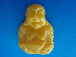 Old Natural Chinese Butterscotch Amber Carved Buddha photo