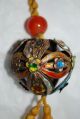Antique 19c Chinese Enameled Silver Filigree W Carnelian Agate Beads Necklace Necklaces & Pendants photo 3