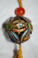 Antique 19c Chinese Enameled Silver Filigree W Carnelian Agate Beads Necklace Necklaces & Pendants photo 4