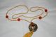Antique 19c Chinese Enameled Silver Filigree W Carnelian Agate Beads Necklace Necklaces & Pendants photo 8