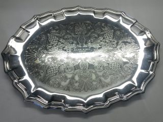 Vintage Ranleigh Silver Plated Oval Ornate Serving Tray Dish photo