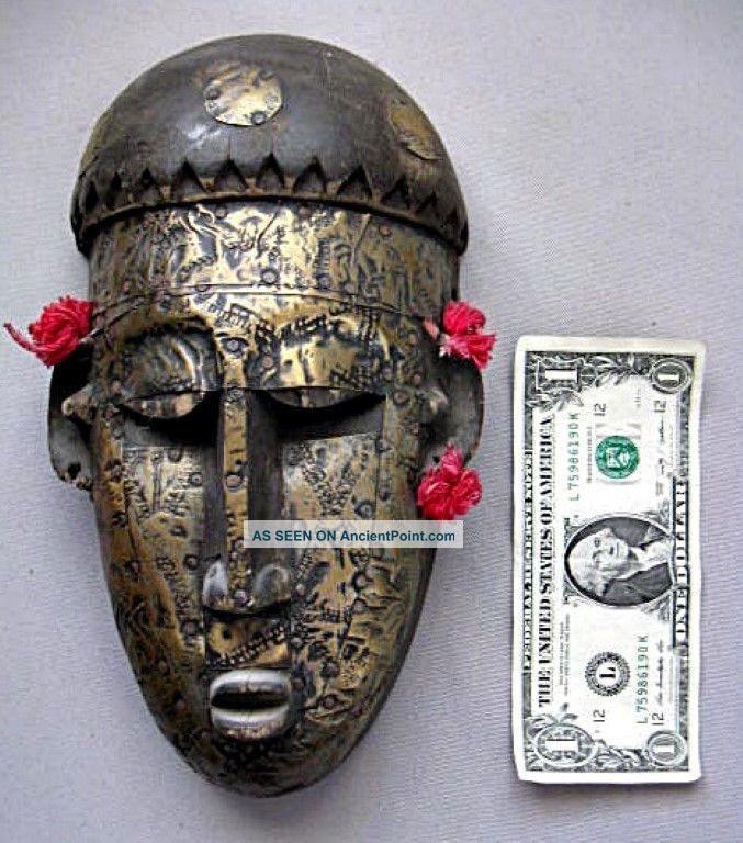 Marka Tribal Mask - Face Metal Clad - Antique–originated In Mali,  West Africa Masks photo