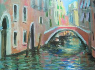 Sorolla Sargent Interest Art O/b Venice Painting Coa 9x12 photo