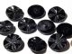 (9) 27mm Czech Bohemian Vintage Fancy Molded Black Floral Glass Buttons Buttons photo 1