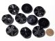 (9) 27mm Czech Bohemian Vintage Fancy Molded Black Floral Glass Buttons Buttons photo 2