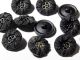 (9) 27mm Czech Bohemian Vintage Fancy Hand Finished Black Floral Glass Buttons Buttons photo 1