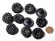(9) 27mm Czech Bohemian Vintage Fancy Hand Finished Black Floral Glass Buttons Buttons photo 2